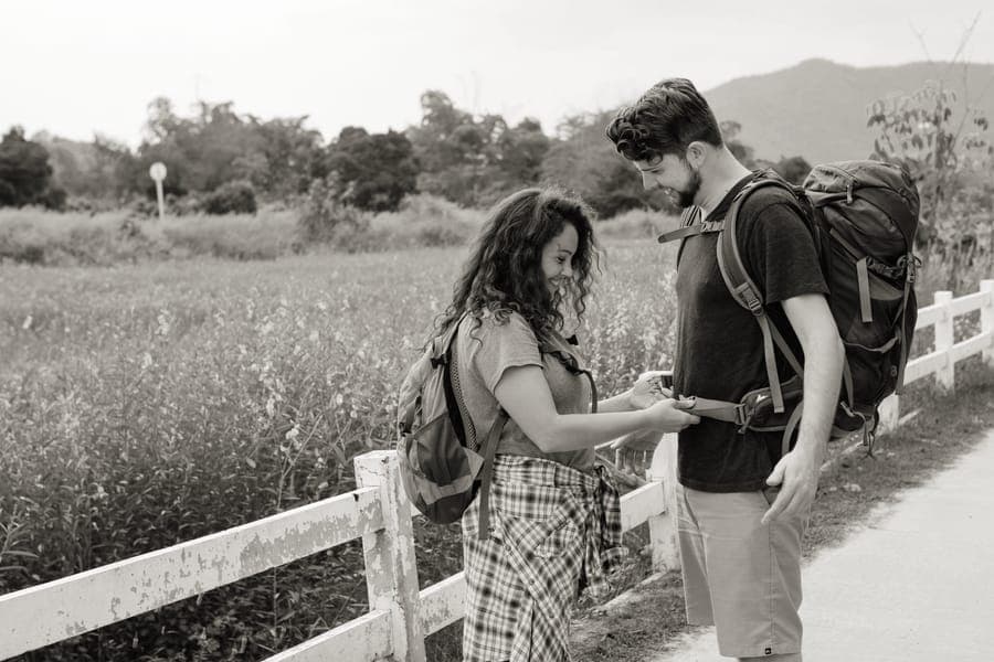 A structured camera travel backpack with side access